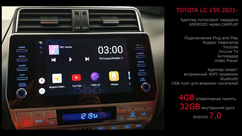 Расширение функционала CarPlay через Android адаптер Picasou Toyota LC150